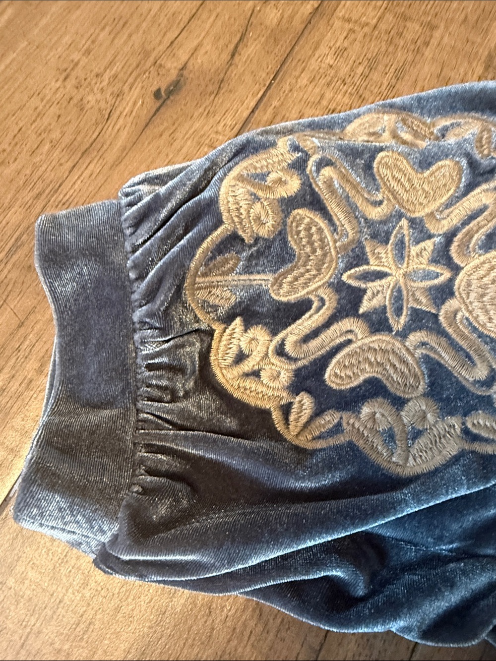 Brand new THML Grey Velvet Top with Gold Embroidery XS - Picture 4 of 5